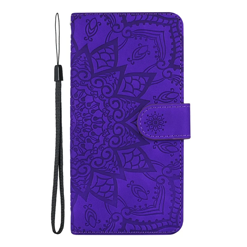 For iPhone 17 Pro Max Case Blomstremønster i PU-læder Wallet Flip Cover med Håndledsrem - Lilla