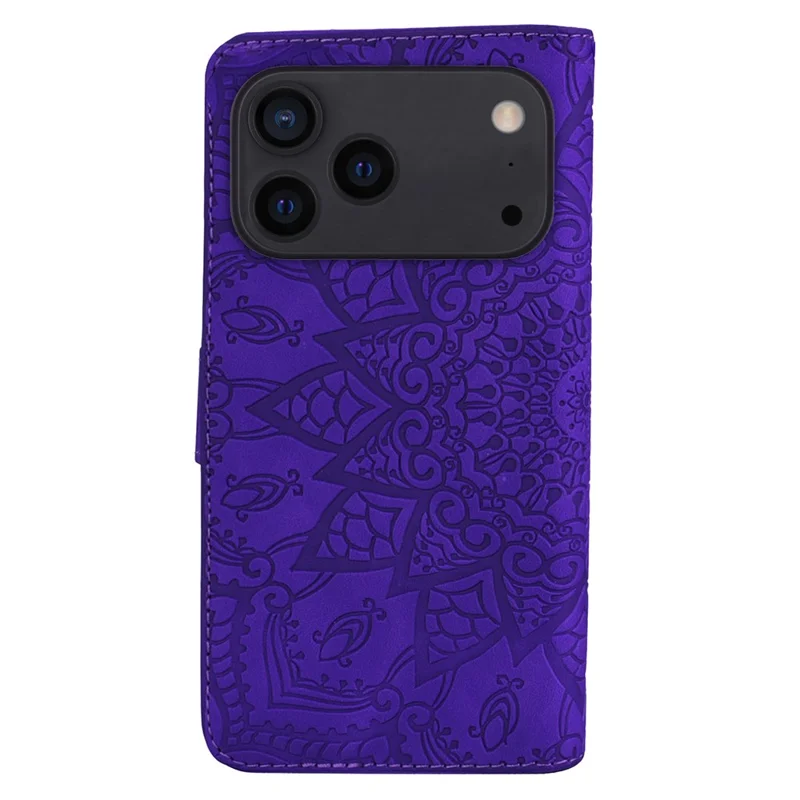 For iPhone 17 Pro Max Case Blomstremønster i PU-læder Wallet Flip Cover med Håndledsrem - Lilla