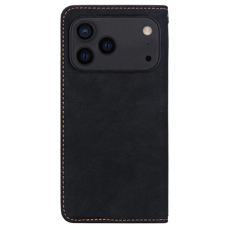 Til iPhone 17 Pro Max Case Linjer Mønster Wallet Læder Telefonbeskyttelse med Snor - Sort