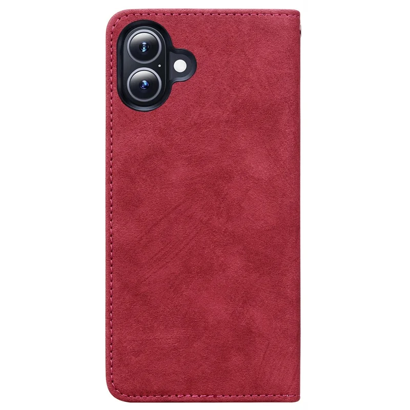 Cover a portafoglio per iPhone 17 con motivo a linee, in pelle con cinturino - Rosso