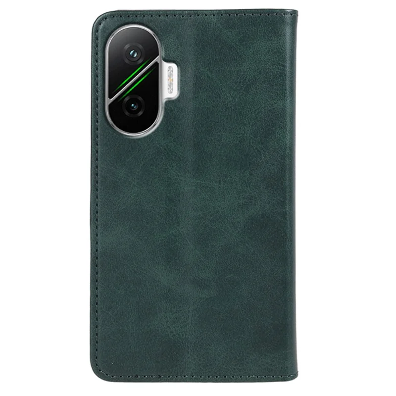 Funda de cuero de vacuno con textura fuerte magnética para Xiaomi Redmi Turbo 4 Pro 5G / Poco F7 5G - Verde