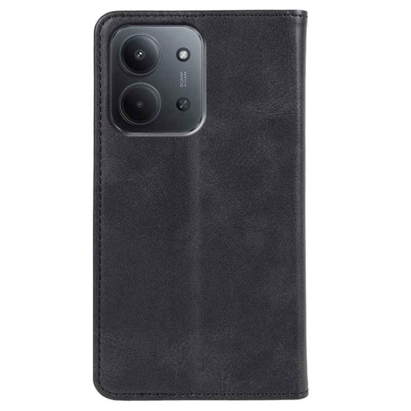 For Xiaomi Redmi 15C 4G (Global) (171mm) / Poco C85 4G Case Strong Magnetic PU Leather Phone Cover Calf Texture - Black