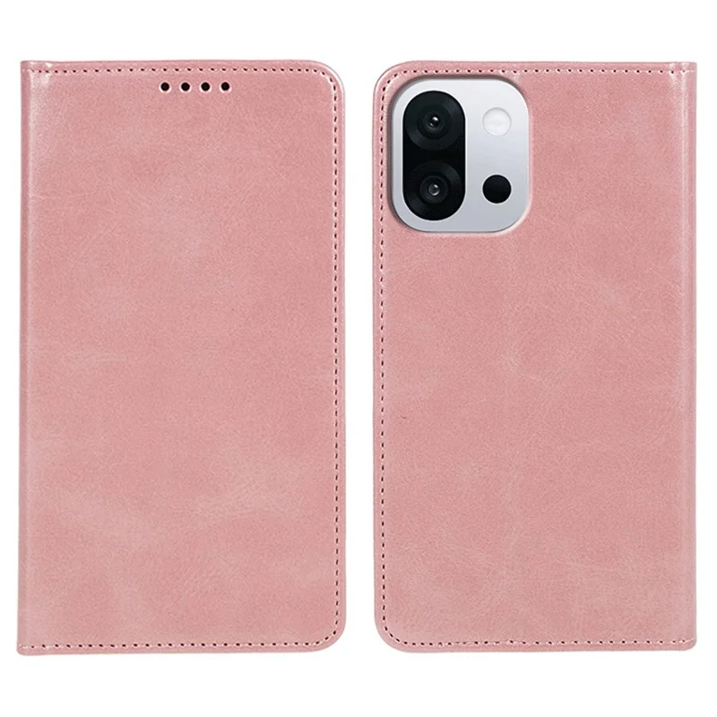 Für OnePlus 13T 5G Hülle Starker Magnetverschluss PU-Leder Handyhülle mit Kalbslederstruktur - Roségold