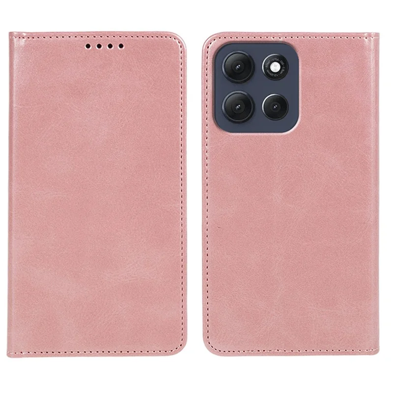 Pour Motorola Moto G86 5G Étui Couverture de téléphone en cuir PU magnétique forte Texture de veau - Or rose