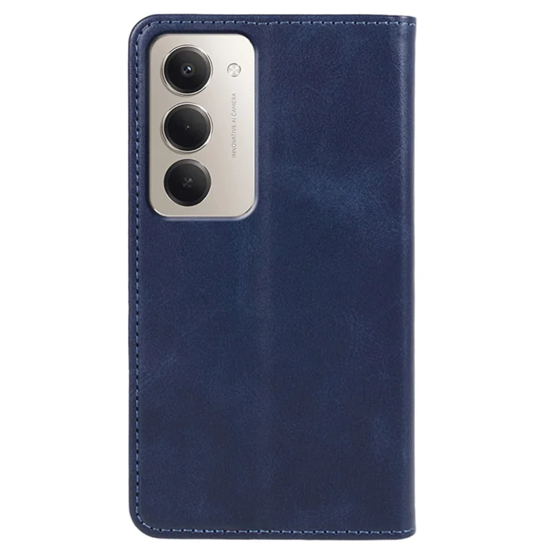 Cover per Xiaomi Redmi 15 5G con Custodia Magnetica Forte in Pelle di Vitello con Texture - Blu