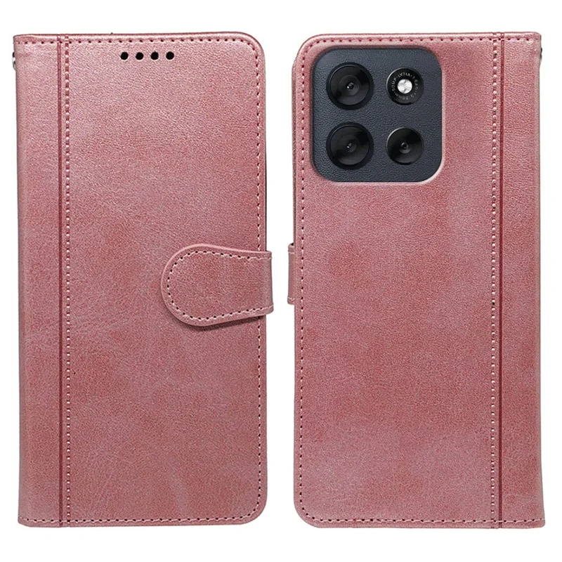 For Motorola Moto G56 5G Case Calf Texture Leather Stand Book Style Phone Cover - Rose Gold