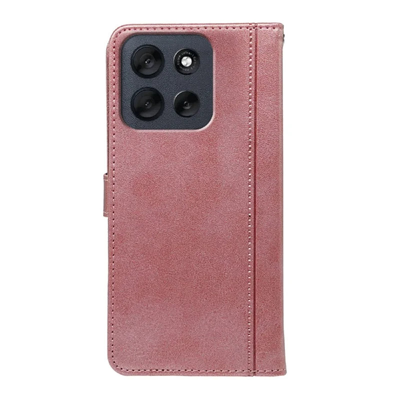 For Motorola Moto G56 5G Case Calf Texture Leather Stand Book Style Phone Cover - Rose Gold