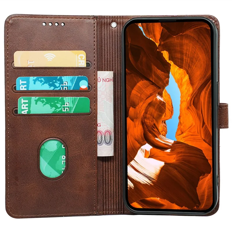 For Xiaomi 15 Case Calf Texture Leather Stand Book Style Phone Cover - Brown