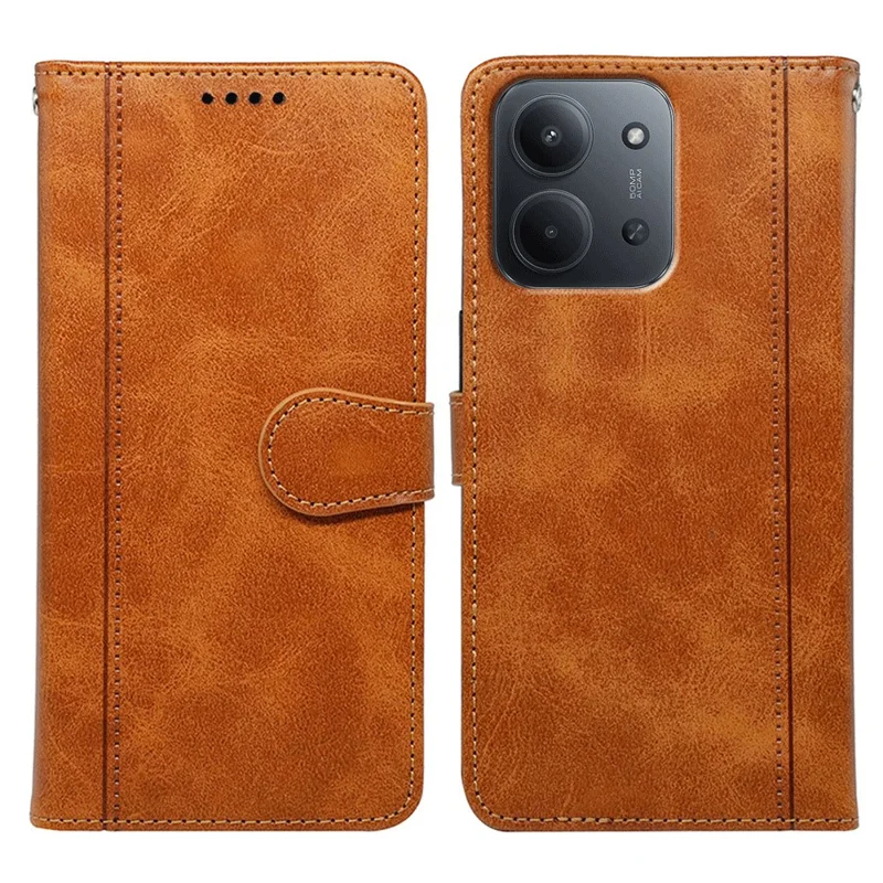 Чехол для Xiaomi Redmi 15C 4G (ЕС) (173 мм) с текстурой телячьей кожи, подставкой в стиле книжки - Желтый