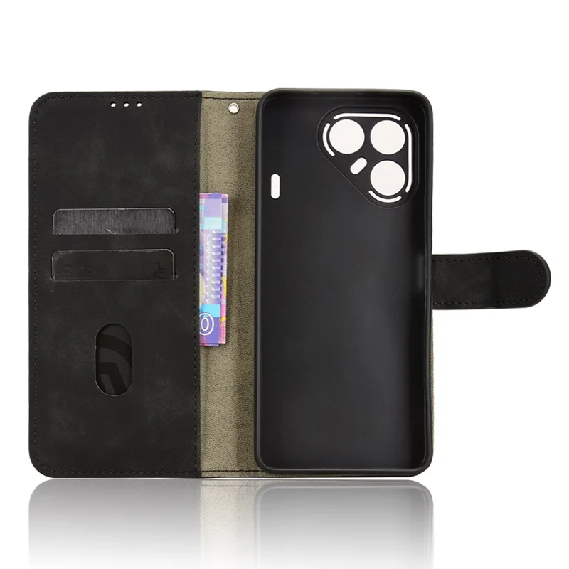 Capa de Couro para TECNO Pova 7 5G Estilo Couro com Proteção Antidrop Carteira Flip - Preto
