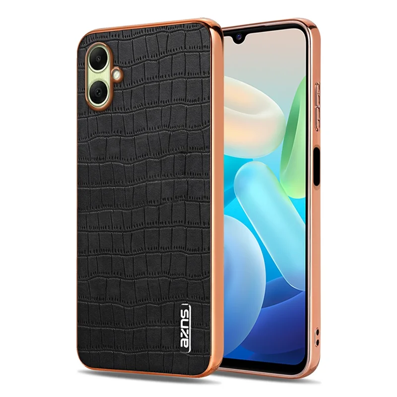 AZNS Для Samsung Galaxy A07 4G Чехол с электролитическим покрытием под крокодиловую текстуру, ПУ + ТПУ - Черный