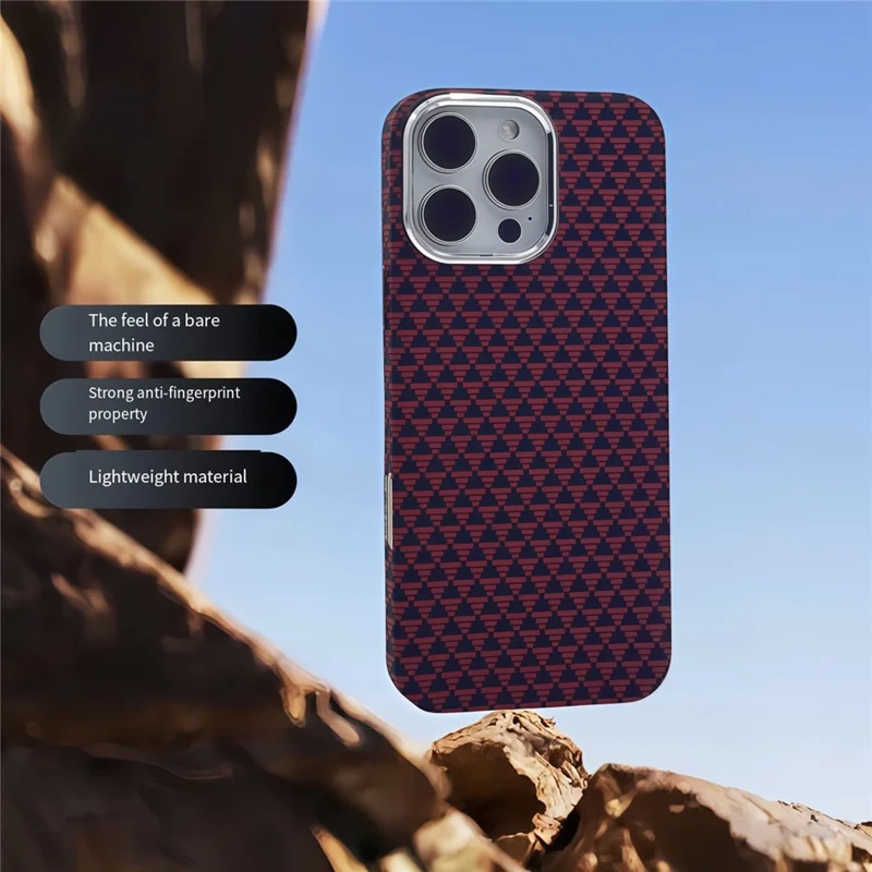 For iPhone 16 Pro Max Case Compatible with MagSafe Carbon Fiber Texture Hard PC Phone Cover - Red