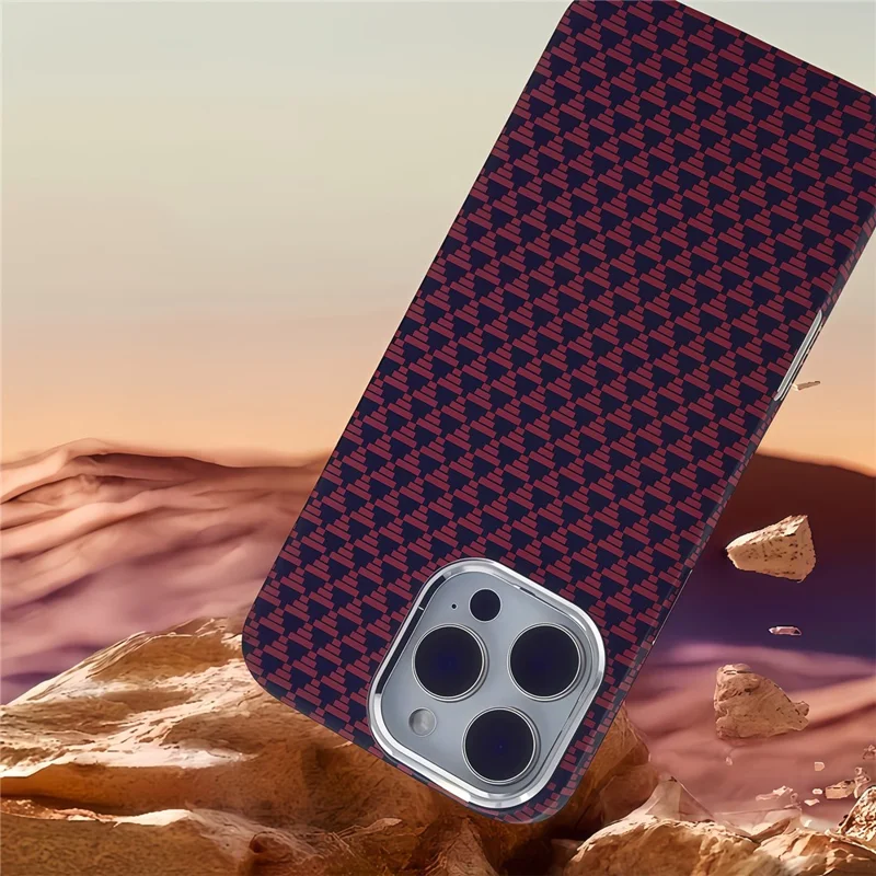 For iPhone 16 Pro Case Compatible with MagSafe Carbon Fiber Texture Hard PC Phone Cover - Red