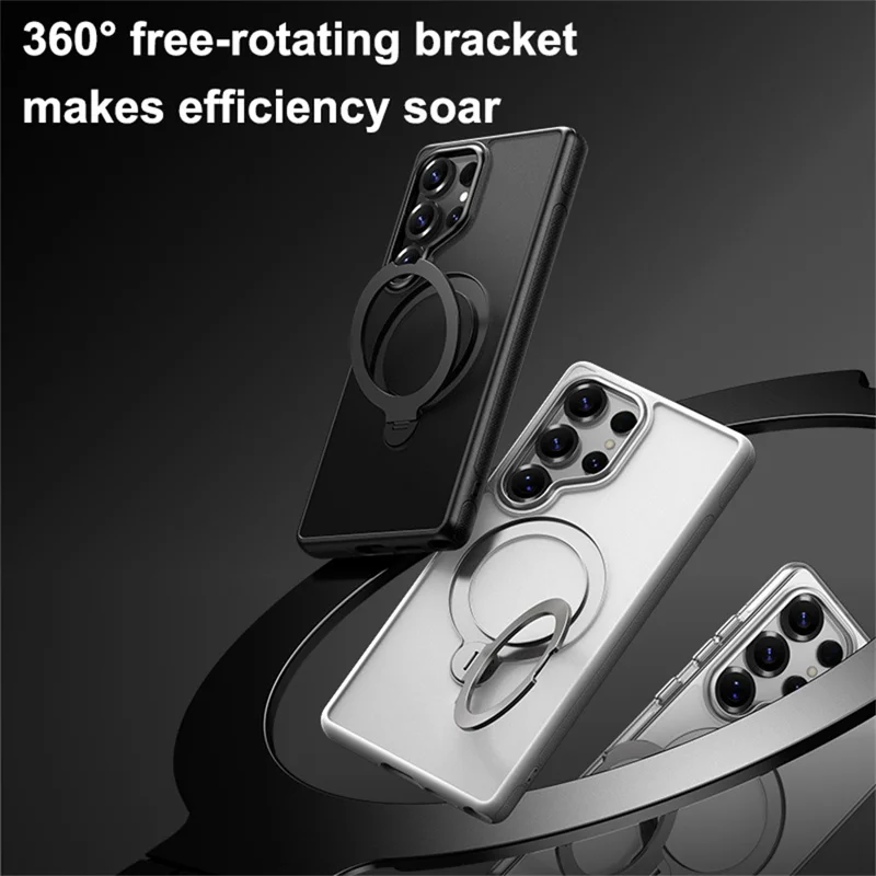 For Samsung Galaxy S25 Ultra Magnetic Case Drop Proof TPU PC Kickstand Phone Cover - White
