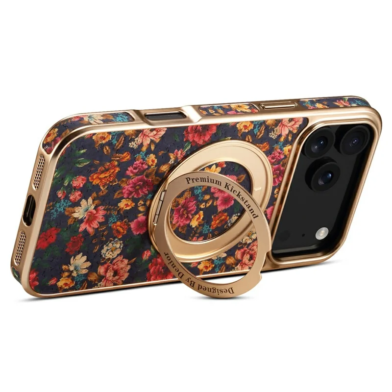A22 For iPhone 17 Pro Max Case Compatible with MagSafe Kickstand Electroplated Floral Phone Cover - Purple