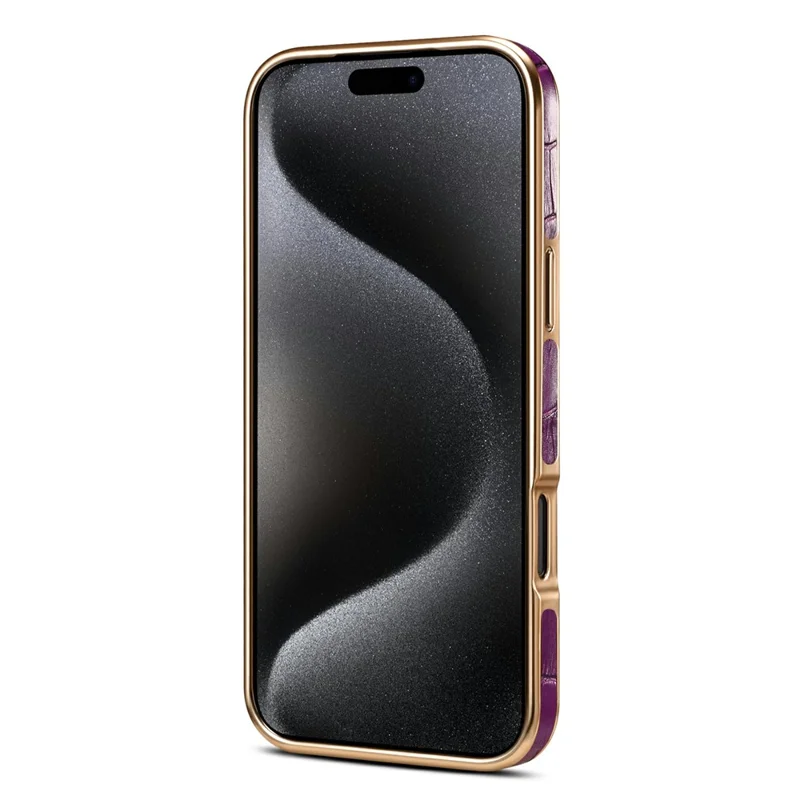 DENIOR Per iPhone 17 Pro Max Cover in Vera Pelle di Mucca con Texture Coccodrillo e Finitura Elettroplaccata - Nero