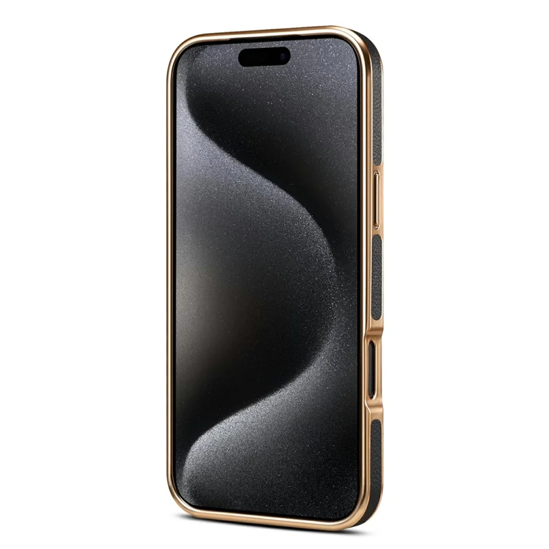 DENIOR Pour iPhone 17 Pro Max Étui en Cuir de Vache Véritable Revêtu de PC + TPU Coque de Téléphone Électrolytique - Noir