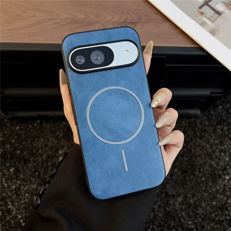 For Google Pixel 10 Pro / Pixel 10 Magnetic Case Crazy Horse Texture Leather Back Phone Cover - Blue