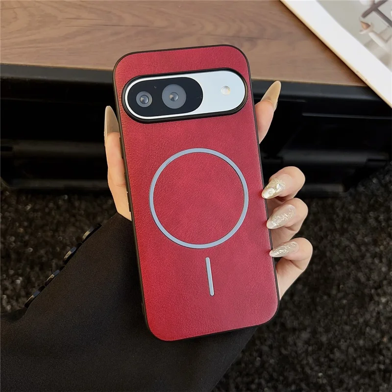 For Google Pixel 10 Pro / Pixel 10 Magnetic Case Crazy Horse Texture Leather Back Phone Cover - Red