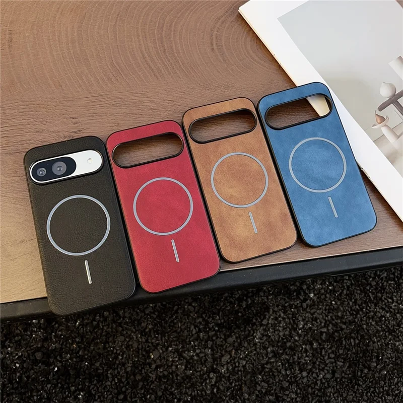 For Google Pixel 10 Pro / Pixel 10 Magnetic Case Crazy Horse Texture Leather Back Phone Cover - Red