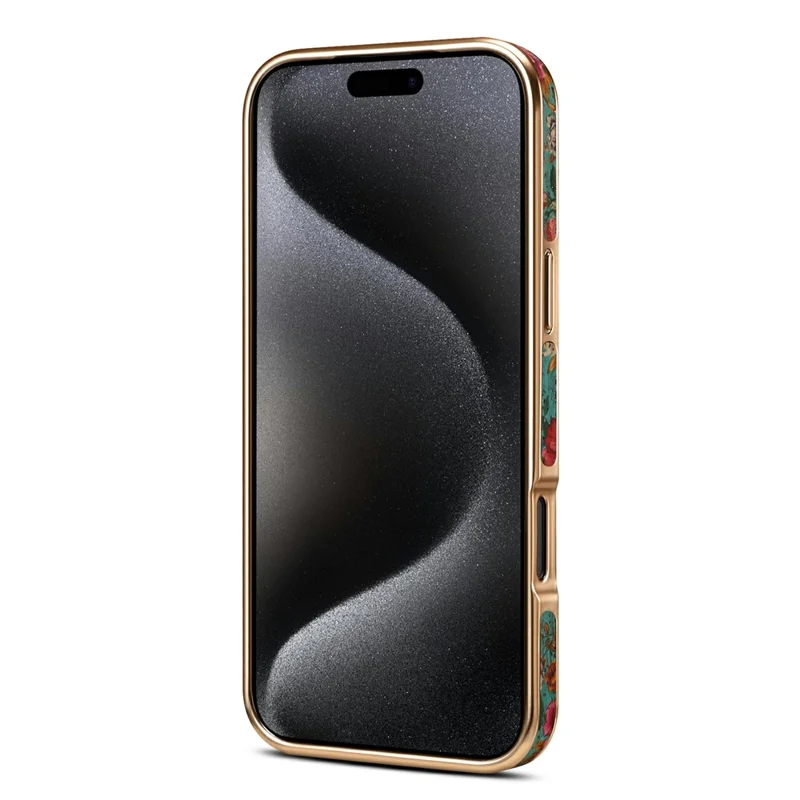 DENIOR Étui pour iPhone 17 Pro Motif imprimé Revêtement électrolytique Housse de téléphone en cuir - Bleu