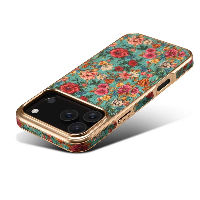 DENIOR Étui pour iPhone 17 Pro Motif imprimé Revêtement électrolytique Housse de téléphone en cuir - Bleu