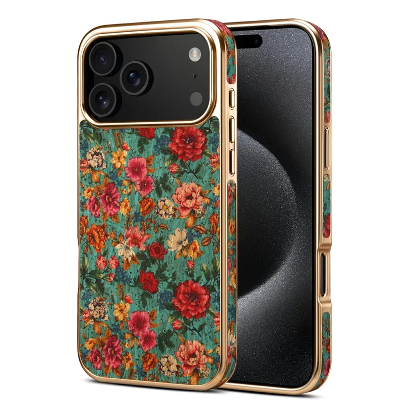 DENIOR Per iPhone 17 Pro Max Cover con Stampa a Motivi Elettroplaccato in Pelle - Blu