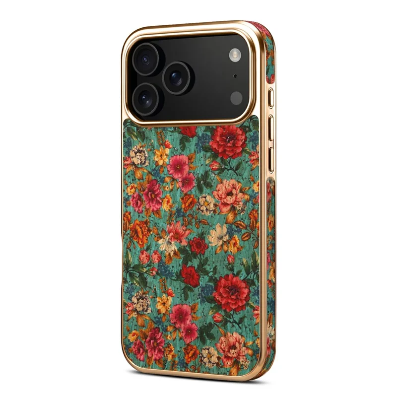 DENIOR Per iPhone 17 Pro Max Cover con Stampa a Motivi Elettroplaccato in Pelle - Blu