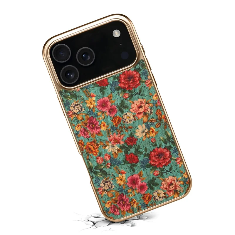 DENIOR Per iPhone 17 Pro Max Cover con Stampa a Motivi Elettroplaccato in Pelle - Blu