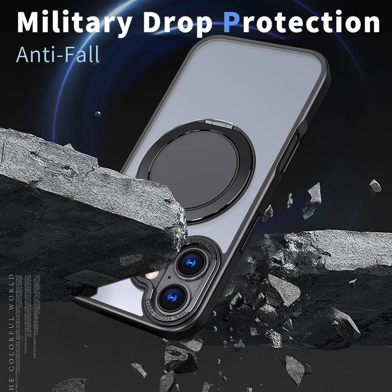 For iPhone 17 Case Compatible with MagSafe TPU + PC Kickstand Phone Cover - Black