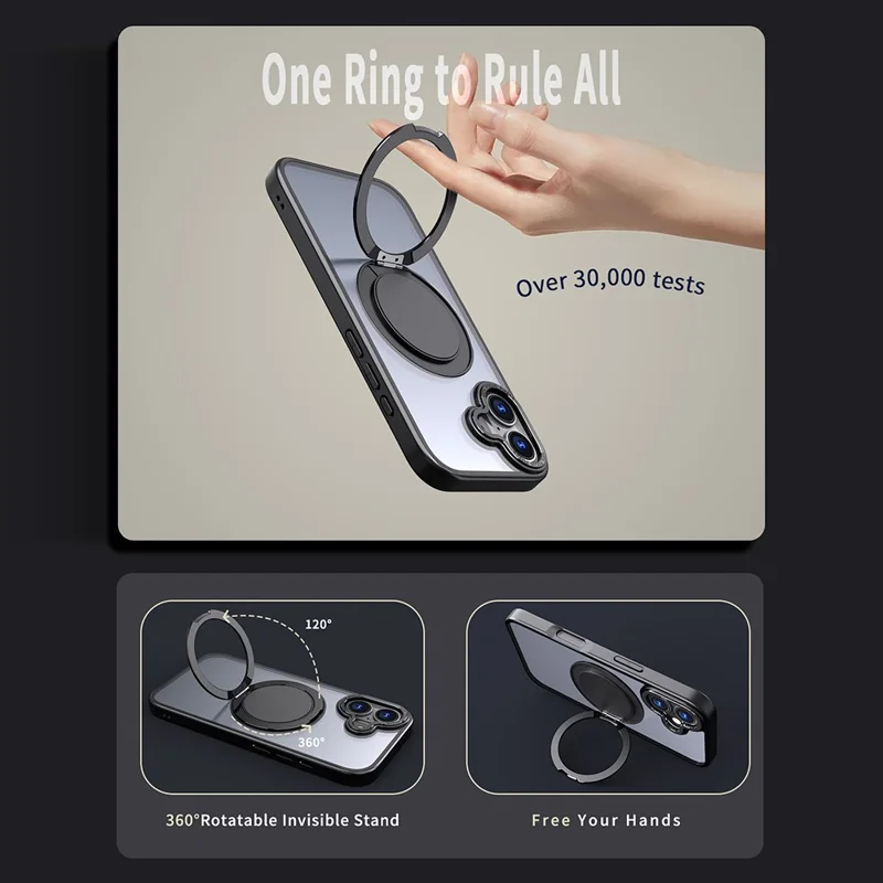 For iPhone 17 Case Compatible with MagSafe TPU + PC Kickstand Phone Cover - Black