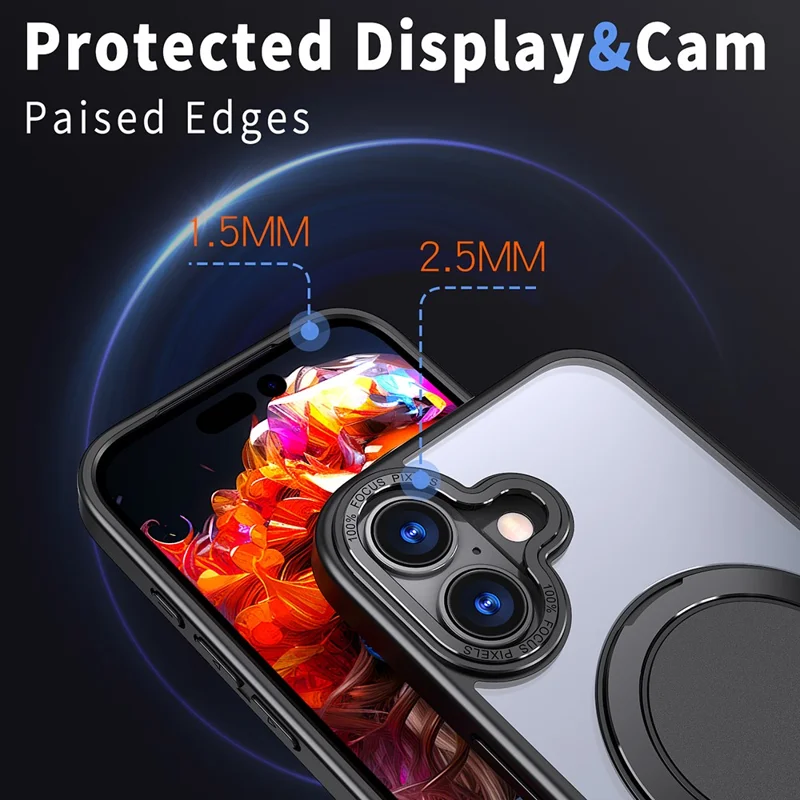 For iPhone 17 Case Compatible with MagSafe TPU + PC Kickstand Phone Cover - Black