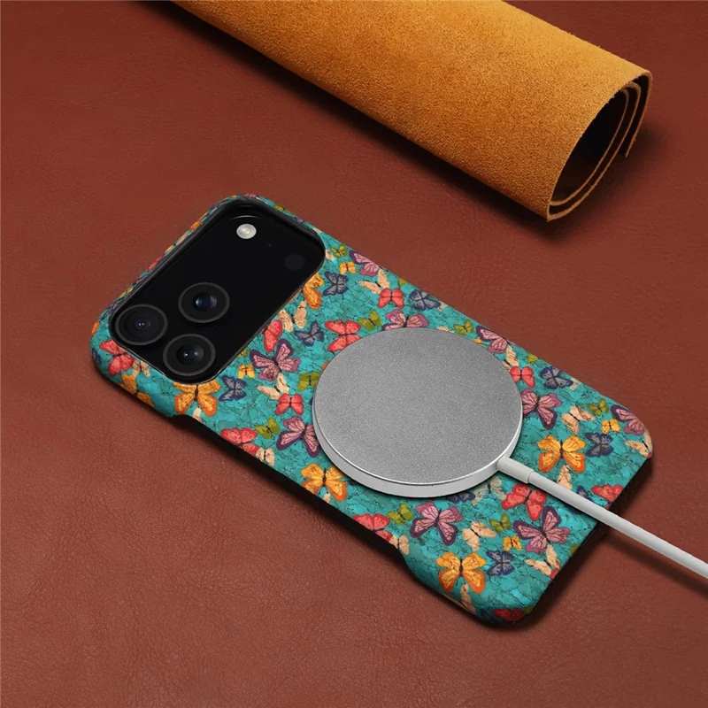 Voor iPhone 17 Pro hoesje met patroon bedrukt PU leer + PC telefoonhoes - Groen