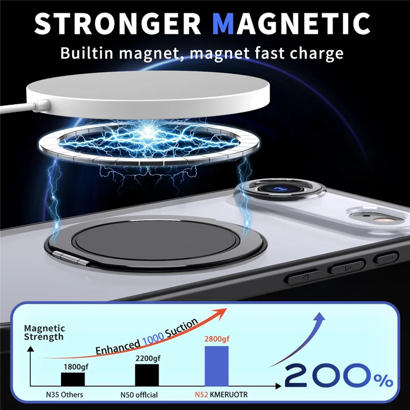 For iPhone Air Case Compatibel met MagSafe TPU + PC Standhoesje - Zwart