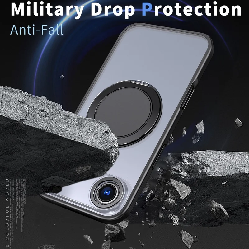 For iPhone Air Case Compatibel met MagSafe TPU + PC Standhoesje - Zwart