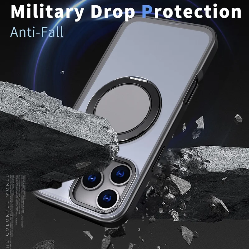 For iPhone 17 Pro Max Case Compatible with MagSafe TPU + PC Kickstand Phone Cover - Black