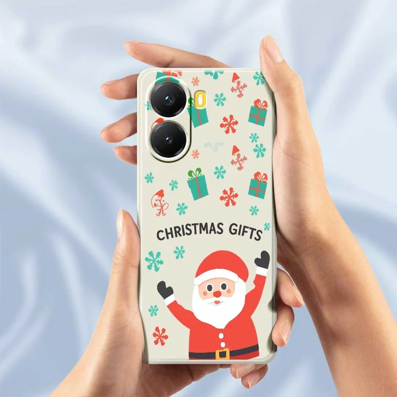 Für Xiaomi Redmi Turbo 4 5G / Poco X7 Pro 5G Hülle Weihnachtsgeschenk Muster Druck Gerade Kante TPU Handy Rückseite Schutzhülle - Beige