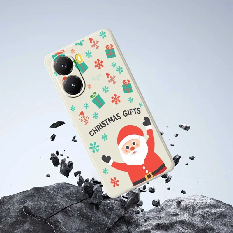 Für Xiaomi Redmi Turbo 4 5G / Poco X7 Pro 5G Hülle Weihnachtsgeschenk Muster Druck Gerade Kante TPU Handy Rückseite Schutzhülle - Beige