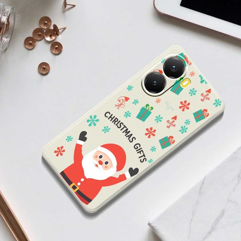 Für Xiaomi Redmi Turbo 4 5G / Poco X7 Pro 5G Hülle Weihnachtsgeschenk Muster Druck Gerade Kante TPU Handy Rückseite Schutzhülle - Beige