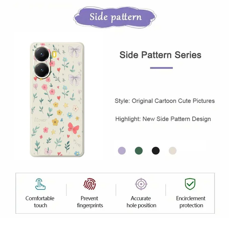Funda de Xiaomi Redmi Turbo 4 5G / Poco X7 Pro 5G con Patrón de Lazo Floral, Impresión en Borde Recto, Cubierta Trasera de TPU - Beige