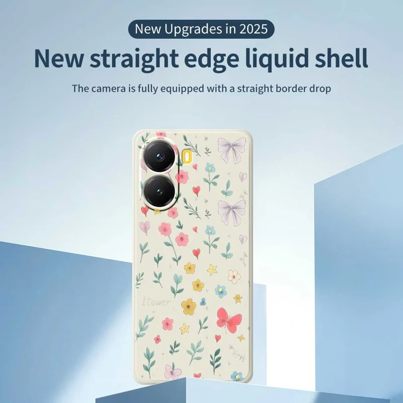 Funda de Xiaomi Redmi Turbo 4 5G / Poco X7 Pro 5G con Patrón de Lazo Floral, Impresión en Borde Recto, Cubierta Trasera de TPU - Beige