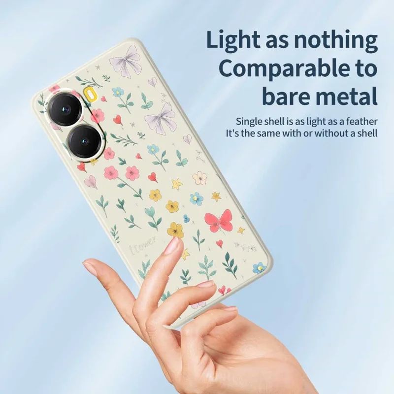Funda de Xiaomi Redmi Turbo 4 5G / Poco X7 Pro 5G con Patrón de Lazo Floral, Impresión en Borde Recto, Cubierta Trasera de TPU - Beige