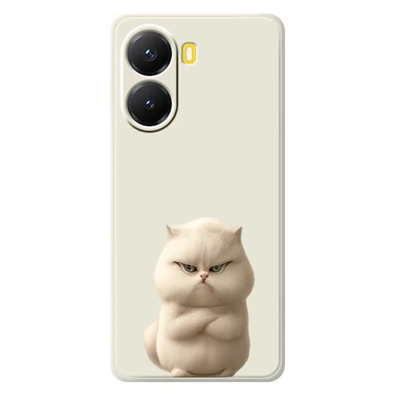 Чехол для Xiaomi Redmi Turbo 4 5G / Poco X7 Pro 5G с рисунком "Сердитый кот" с прямыми краями, задняя TPU-накладка - Бежевый