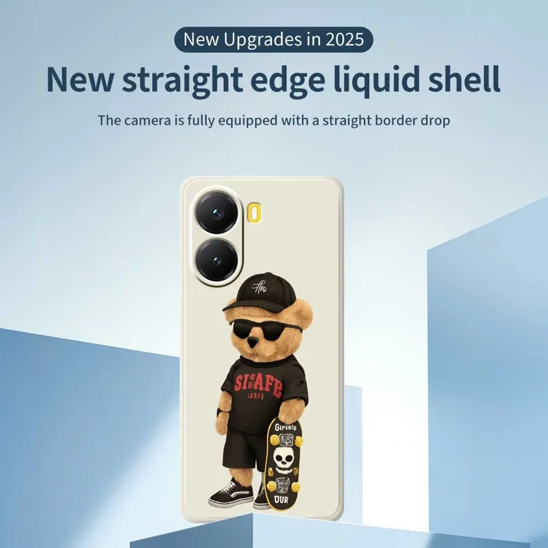 For Xiaomi Redmi Turbo 4 5G  /  Poco X7 Pro 5G Case Cool Bear Pattern Printing Straight Edge TPU Phone Back Cover - Beige