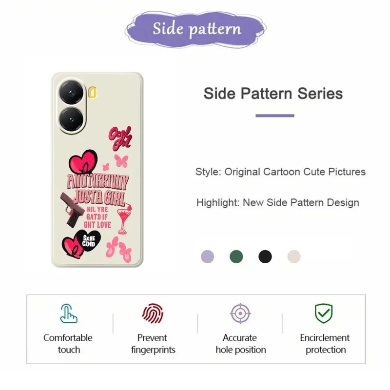 For Xiaomi Redmi Turbo 4 5G  /  Poco X7 Pro 5G Case Pink Elements Pattern Printing Straight Edge TPU Phone Back Cover - Beige