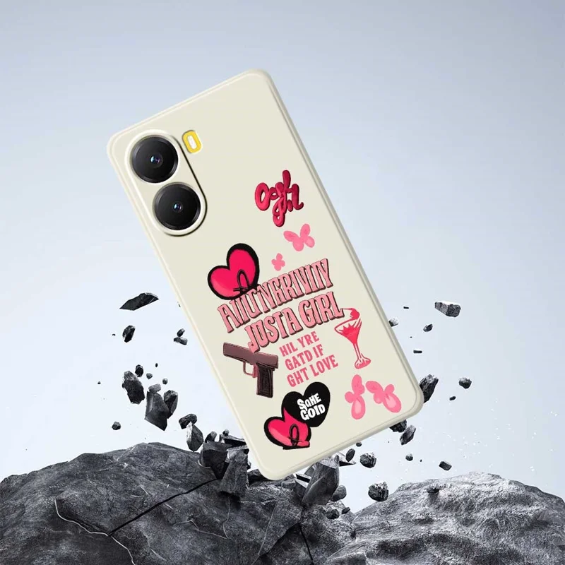 For Xiaomi Redmi Turbo 4 5G  /  Poco X7 Pro 5G Case Pink Elements Pattern Printing Straight Edge TPU Phone Back Cover - Beige