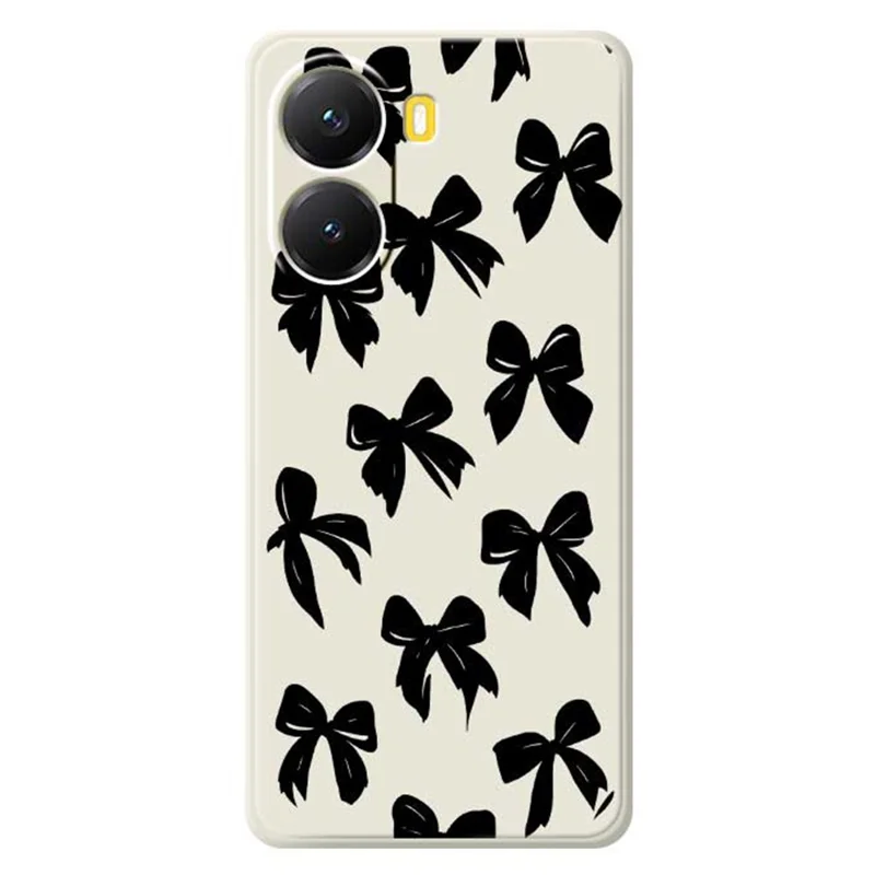For Xiaomi Redmi Turbo 4 5G  /  Poco X7 Pro 5G Case Black Bow Pattern Printing Straight Edge TPU Phone Back Cover - Beige