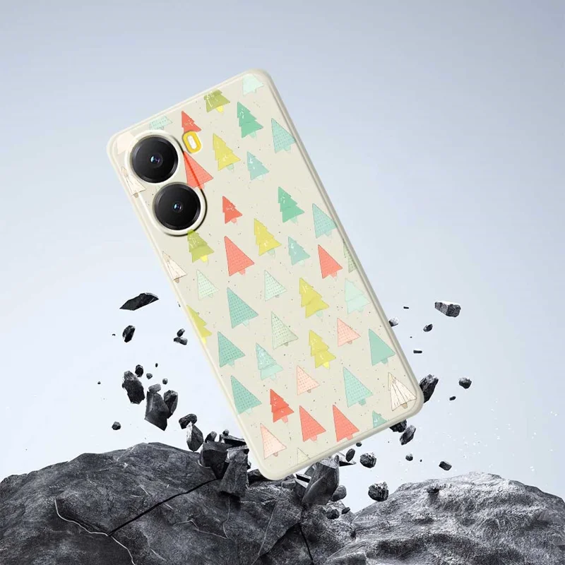 Для Xiaomi Redmi Turbo 4 5G / Poco X7 Pro 5G Чехол Разноцветные деревья Шаблон печати Прямой край ТПУ Задняя крышка телефона - Бежевый
