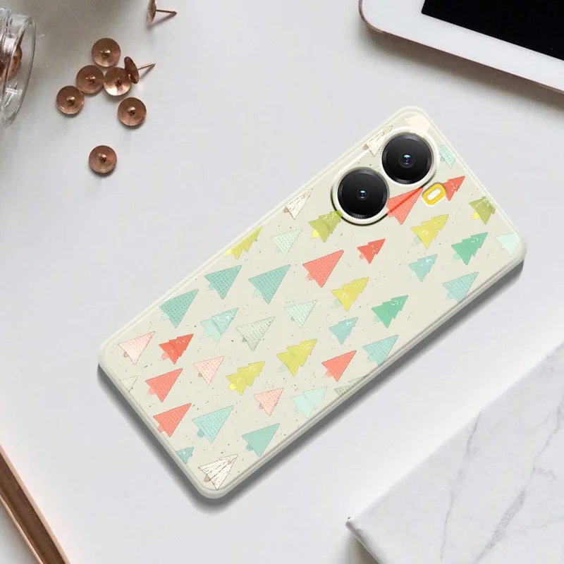 Для Xiaomi Redmi Turbo 4 5G / Poco X7 Pro 5G Чехол Разноцветные деревья Шаблон печати Прямой край ТПУ Задняя крышка телефона - Бежевый