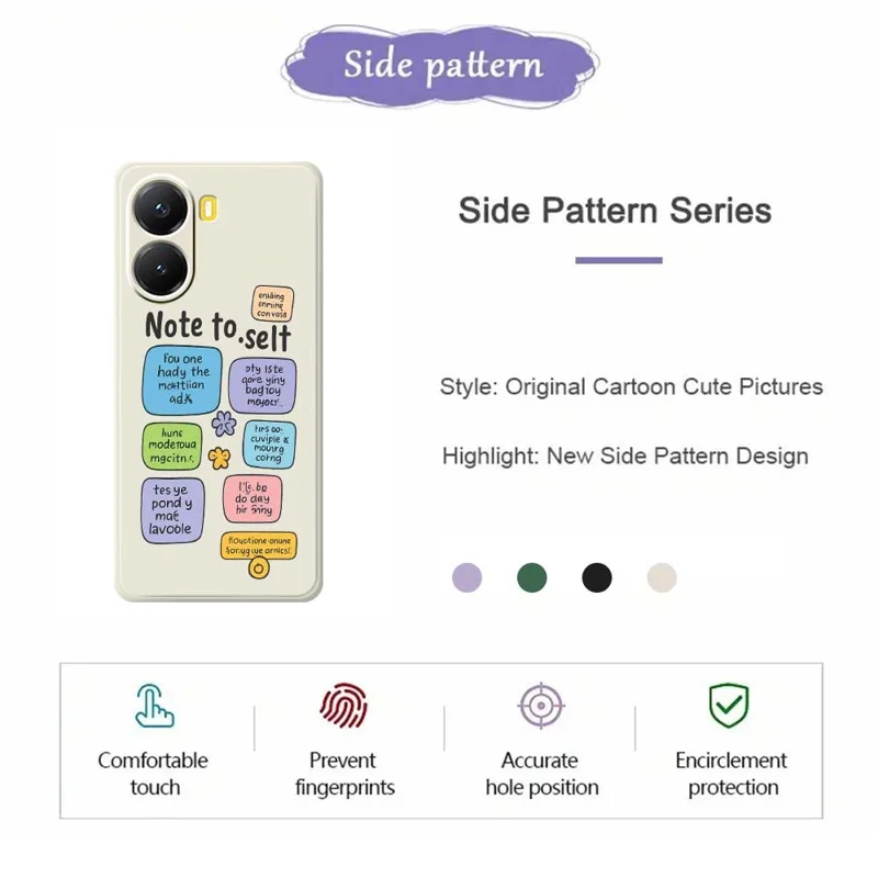 For Xiaomi Redmi Turbo 4 5G  /  Poco X7 Pro 5G Case Colored Sticky Notes Pattern Printing Straight Edge TPU Phone Back Cover - Beige